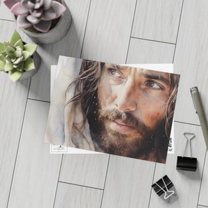 アートプリントカード「Abide With Me Christ Portrait」ホリデーカードポストカードバンドル（封筒付き）、10、30、50枚、クリスマスカード