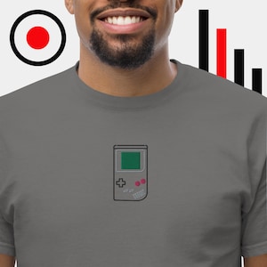 Gameboy Embroidered T-Shirt, Gaming Embroidered T-shirt, Video Game Embroidered T-Shirt