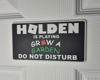 Personalized Grow a Garden Door Sign | Do Not Disturb - Custom 3D Printed Name & Game