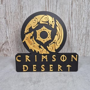 Crimson Desert 3D-utskriven skrivbordsskylt: Gamerdekor - Finns i 2 storlekar