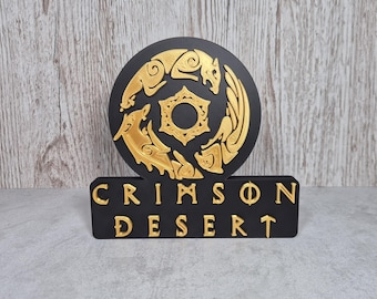 Letrero de escritorio impreso en 3D Crimson Desert: Decoración para gamers - Disponible en 2 tamaños