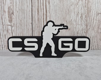 CS GO 3D Printed Desk Sign: Custom Gamer Decor - Available in 2 sizes