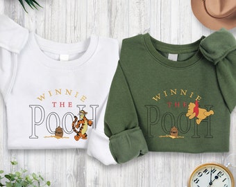 Embroidered Winnie the Pooh Sweatshirt, Tigger Sweatshirt, Pooh Bear Crewneck, Gift for Mom, Best Friend Gifts