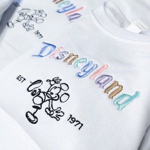 Embroidered Mickey Silhouette Sweatshirt, Vintage Disneyland Trip Crewneck, Disney Family Matching Sweater, Disneyworld Gift Dad Mom Sweats