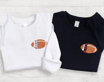 Embroidered Football Sweatshirt, Personalized Name Gameday Crewneck, Custom Football Gift, Football Player Kids Sweatshirt