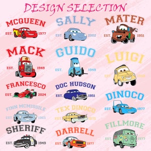 Mcqueen Sally Sweatshirt, Cars Movie Embroidered Couple Sweatshirt, Cars Characters Crewneck, Personalized Friends Gift, Cartoon Funny Sweat image 8