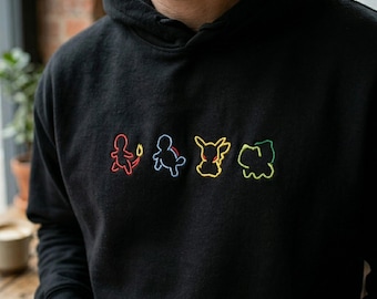 Embroidered Poke Sweatshirt, 90s Cartoon Lover Gifts, Fathers Day Gift for Gamer Dad, Nostalgic Anime Hoodie