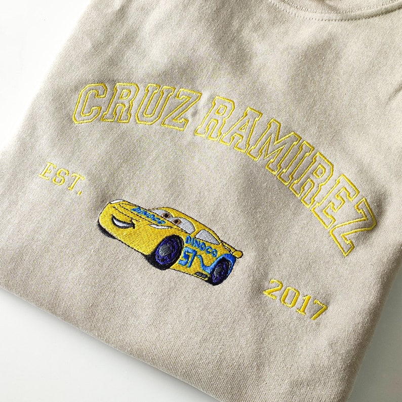 Mcqueen Sally Sweatshirt, Cars Movie Embroidered Couple Sweatshirt, Cars Characters Crewneck, Personalized Friends Gift, Cartoon Funny Sweat image 7