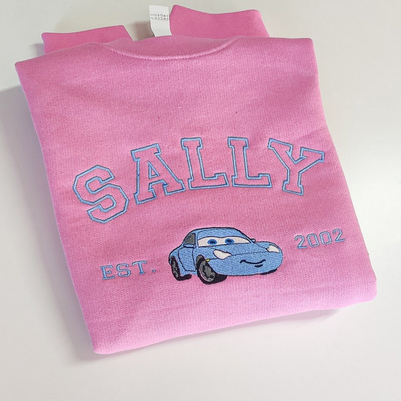 Mcqueen Sally Sweatshirt, Cars Movie Embroidered Couple Sweatshirt, Cars Characters Crewneck, Personalized Friends Gift, Cartoon Funny Sweat image 2