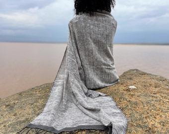 Stella handwoven Ethiopian silk and cotton shawl