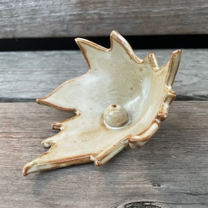 White leaf incense holder, Stoneware Incense Holder, Stoneware Incense Burner, Handmade Incense Dish, White Leaf Incense Stick Holder