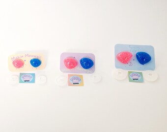 18mm-26mm 2 Pack Pink or Blue Glitter Safety Noses for Crochet
