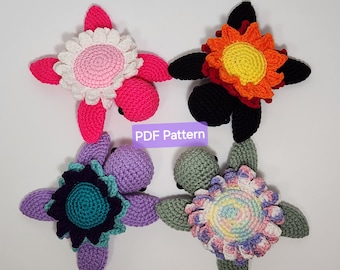 2-in-1 Fiore Turtle Sunflower and Daisy Shell Digital file Pdf Crochet Amigurumi Pattern