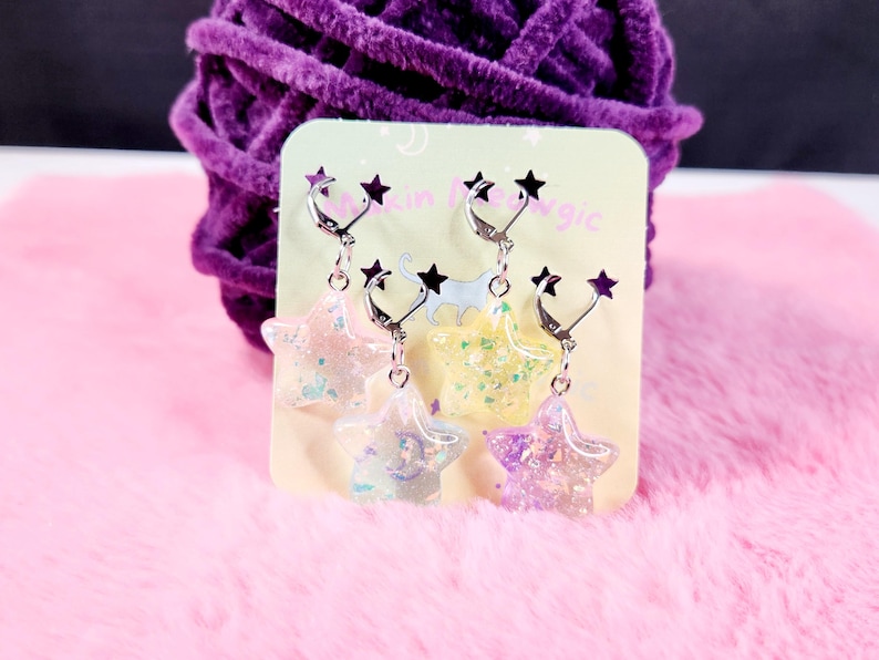Large Star Stitch Markers 4 count for Crochet and Knitting bild 1