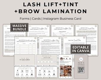 Lash Lift Brow Lamination Forms, Editable Esthetician Templates (Canva)
