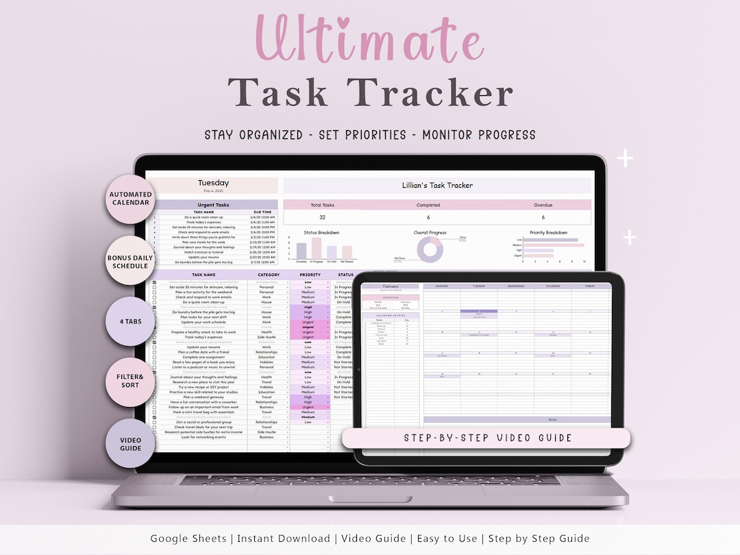 Task Tracker Spreadsheet: Project Management To-do-list (google Sheets ...