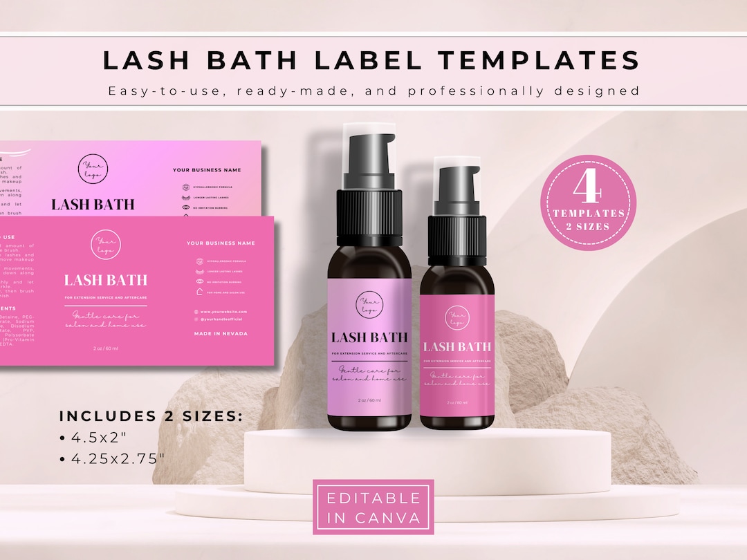 Lash Bath Label Editable Lash Shampoo Stickers Lash Shampoo Etsy
