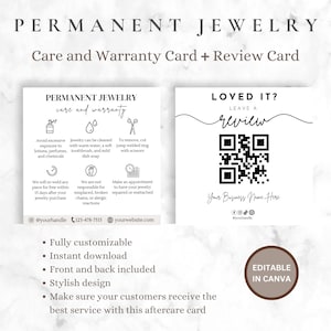 Permanent Jewelry Aftercare, Permanent Jewelry Care Card, Permanent Jewelry Sign, Care Card Canva Template, Jewelry Business Starter Kit
