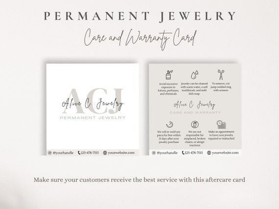 Pink Permanent Jewelry Care Card Template, DIY Permanent Jewelry Warranty  Card, Modern Permanent Jewelry Starter Kit, Permanent Jewelry Tool -   Canada