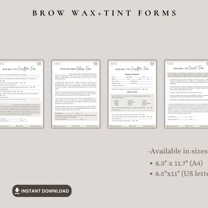 Brow Wax and Tint Business Bundle, Esthetician Forms (canva Editable ...