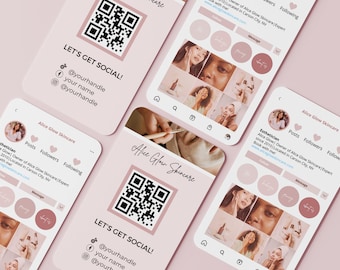 Instagram Business Cards, DIY Canva Digital Business Card, Esthetician Templates, IG Business Card, Pink Business Cards, IG Influencer Cards