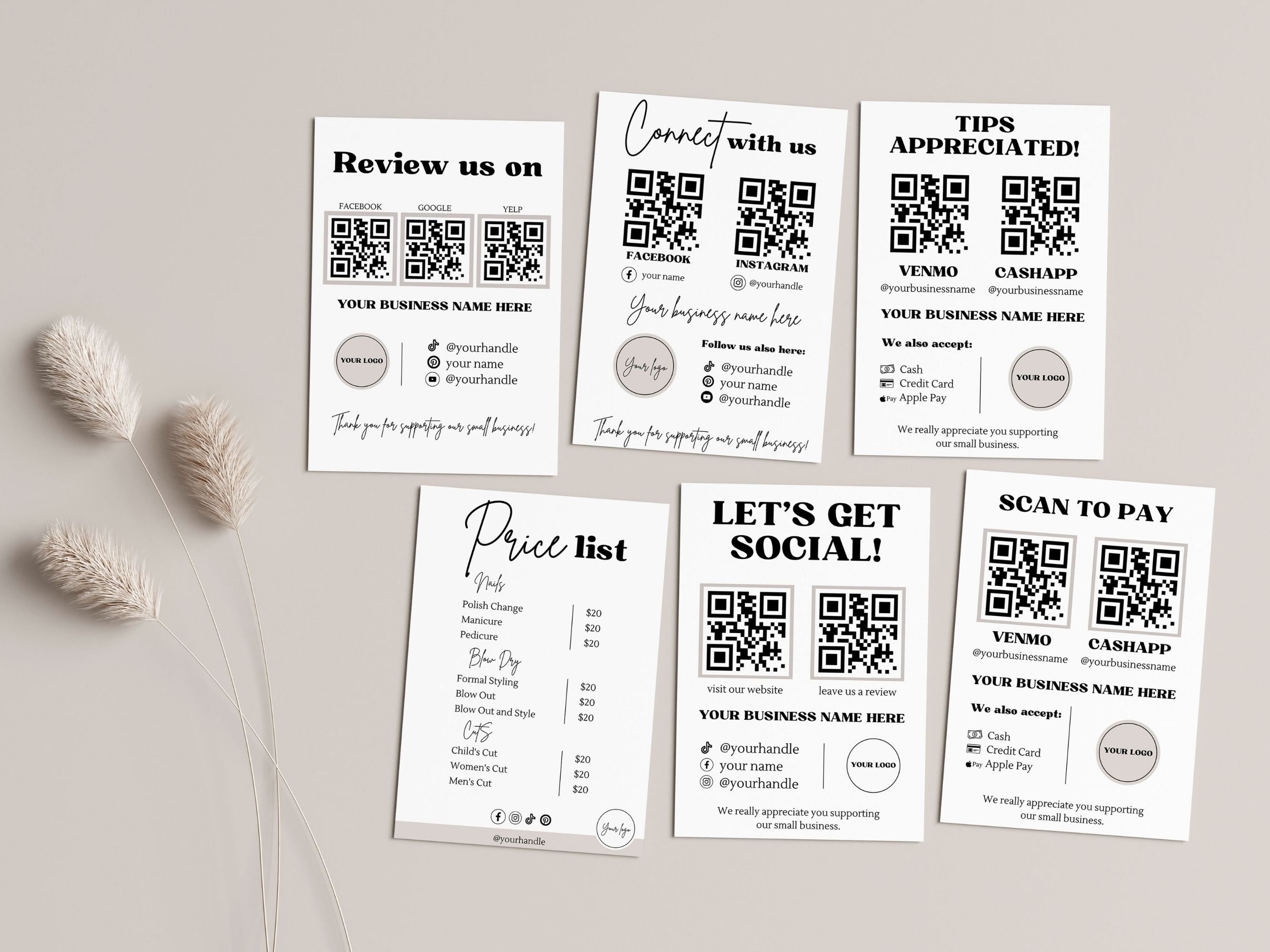 Business Sign Templates Bundle Social Media Sign Printable Etsy Business Sign Templates Bundle Social Media Sign Printable Etsy