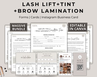 Lash Brow Forms, Esthetician Client Consultation, Instagram Business Card (Canva Templates)