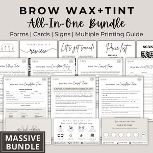 Brow Wax Client Forms, Brow Wax & Tint Client Forms Bundle, Waxing Consent Form, Brow Wax Consent, Esthetician Forms, Eyebrow Wax Aftercare