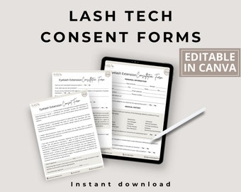 Eyelash Extension Forms, Editable Lash Consent Templates, Lash Tech Consultation, Lash Client Intake, Esthetician Forms, Lash Tech Forms