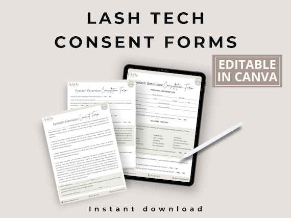 Eyelash Extension Forms, Editable Lash Consent Templates, Lash Tech Consultation, Lash Client Intake, Esthetician Forms, Lash Tech Forms
