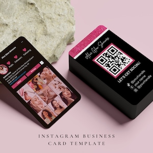 Instagram-Visitenkarten, bearbeitbare Kosmetikvorlagen, IG-Visitenkarte, Hautpflege-Vorlage, IG-Influencer-Karte, Qr-Code-Visitenkarten