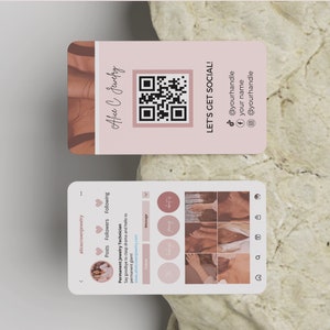 Instagram Business Cards, DIY Canva Business Card, IG Business Card, Social Media Template, Aesthetic Templates, QR Code Business Card, Pink image 8