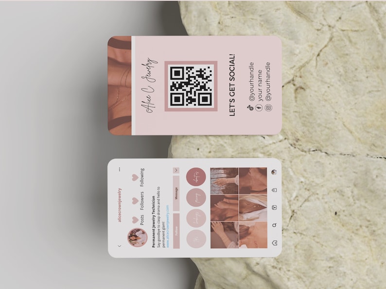 Instagram Business Cards, DIY Canva Business Card, IG Business Card, Social Media Template, Aesthetic Templates, QR Code Business Card, Pink image 8
