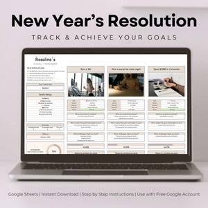 Ziel Planer Google Sheets Einfache Absichts-Tracker Tabelle 2025 Neujahrsvorsätze SMART Ziel Einstellung Vorlage Jährliche Ziele Vision Board