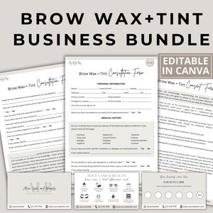 Brow Wax Consent Forms, Brow Wax and Tint Business Bundle, Consultation Form, Brow Wax and Tint Client Forms, Esthetician Forms, Brow Waxing