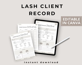 Lash Client Record Form, Eyelash Extension Consultation (Canva Template)