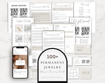 Permanent Jewelry Business Kit, Permanent Jewelry Care Card, Consent Form, Permanent Jewelry Sign, Instagram Posts, Forms Bundle, Canva