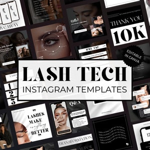 Lash Tech Instagram-mallar, fransförlängning sociala medier (redigerbar i Canva)