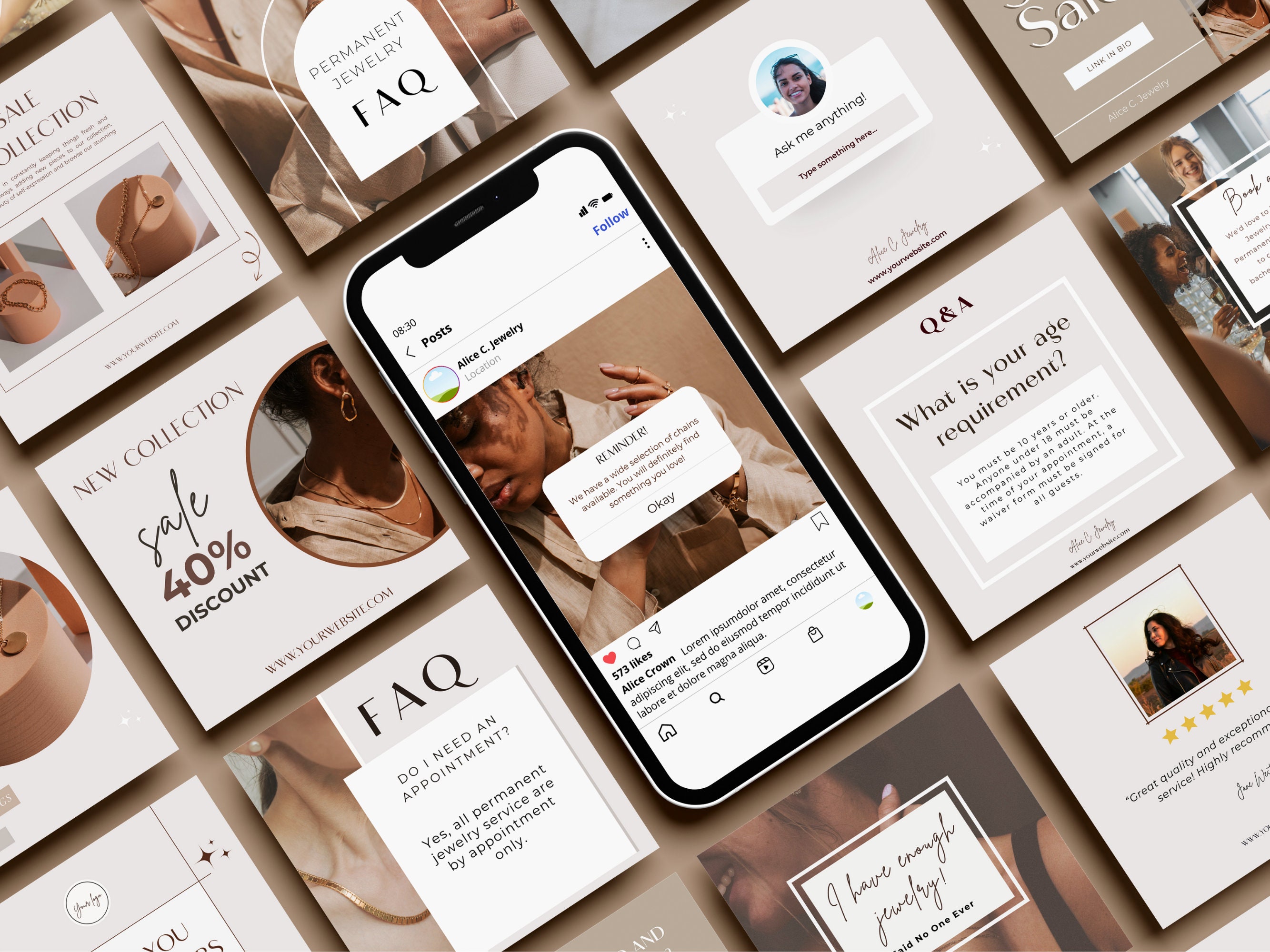 Editable Permanent Jewelry Social Media Templates, Permanent Jewelry ...