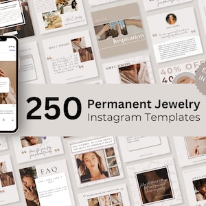 Editable Permanent Jewelry Social Media Templates, Permanent Jewelry Instagram Posts Templates, Permanent Jewelry Business Supplies