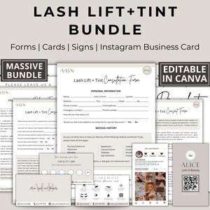 Toestemmingsformulier wimper, formulieren schoonheidsspecialiste, wimperlifting en tint, klantconsult, Instagram-visitekaartje, formulieren wimperlifting, afdrukbaar op canva