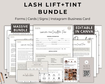Lash Lift Tint Forms Bundle, Esthetician Client Consultation (Canva Printable)