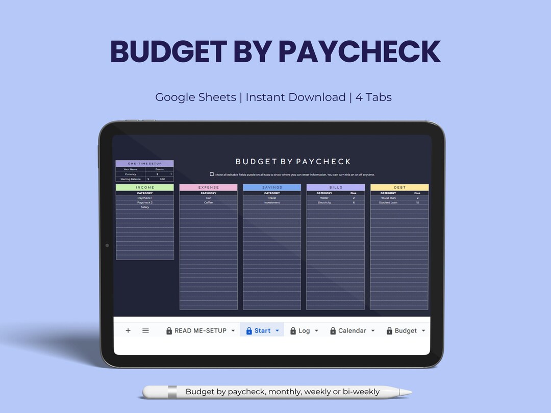 Budget Planner Google Sheets Budget Spreadsheet Monthly Paycheck Budget ...