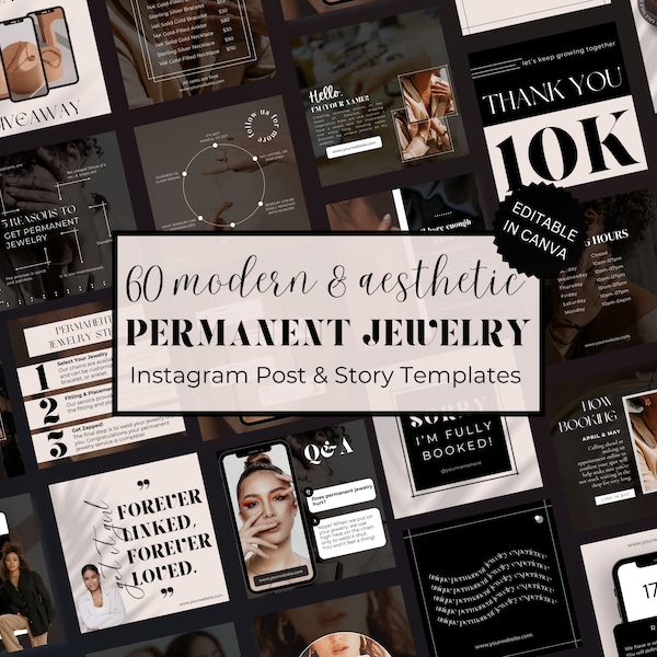 Permanent Jewelry Social Media Templates, Permanent Jewelry Instagram Posts, Permanent Jewelry Business Supplies, Editable Instagram Story