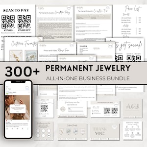 Offre groupée de bijoux permanents, Modèles de publications Instagram de bijoux permanents, Carte d'entretien de bijoux permanents, Modèle de plaque, Formulaire de consentement