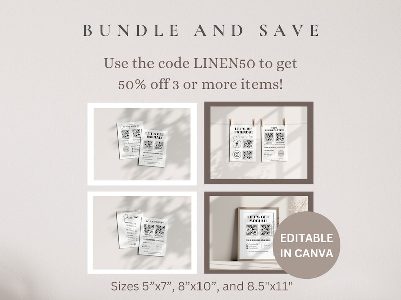 Prijslijstbord permanent sieraden, canvassjabloon permanente sieraden, permanente sieradenbenodigdheden, bewerkbaar QR-codebord, permanente ketting afbeelding 8