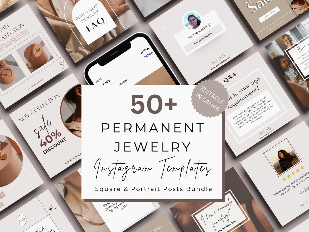Editable Permanent Jewelry Social Media Templates, Permanent Jewelry ...