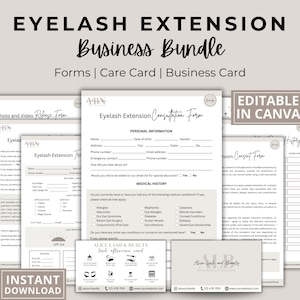 Formulaires d'extensions de cils, Lot professionnel pour cils, Formulaires de consentement pour les extensions de cils, Modèles techniques pour les cils, Modèle modifiable de consentement pour les cils, Soin des cils