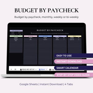 Paycheck Budget Spreadsheet: Weekly, Bi-Weekly, Monthly (Digital Download)