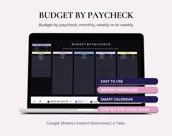 Paycheck Budget Spreadsheet: Weekly, Bi-Weekly, Monthly (Digital Download)